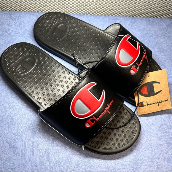 Champion Mens Super Slide Duo Slippers CPS10749M Black Size 12M J830-0222-PUTIAN - Picture 3 of 17